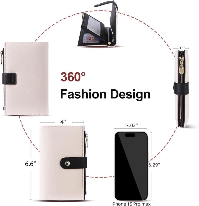 yiijay Wallet Women RFID Blocking Multi Cards Wallet Credit Card Holder for Women Large Capacity Lady Leather Trifold Travel Wallet with Pen Holder - Image 4